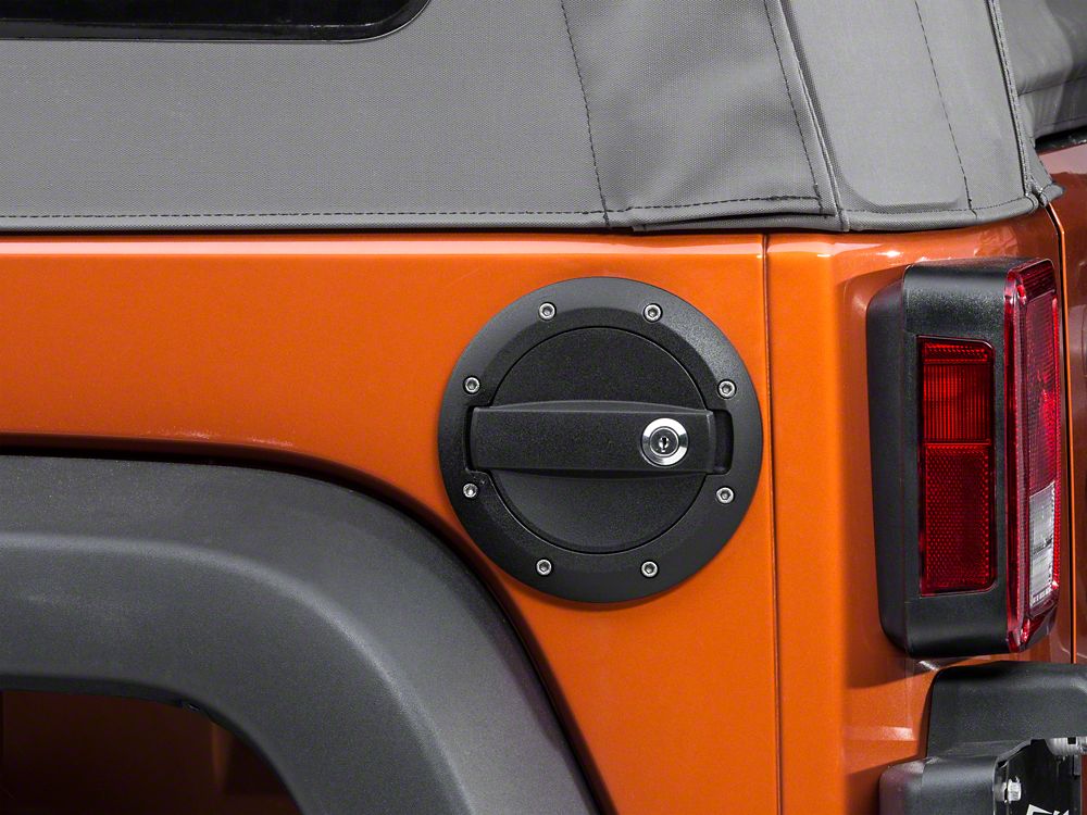Barricade Locking Fuel Door; Textured Black (07-18 Jeep Wrangler