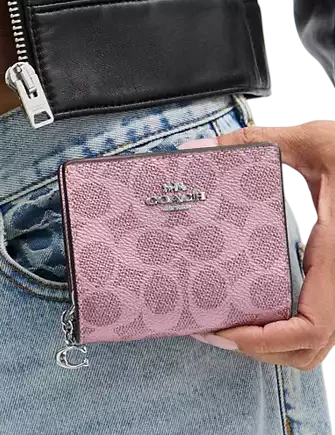 Coach Boxed Snap Wallet And Picture Frame Charm In Signature