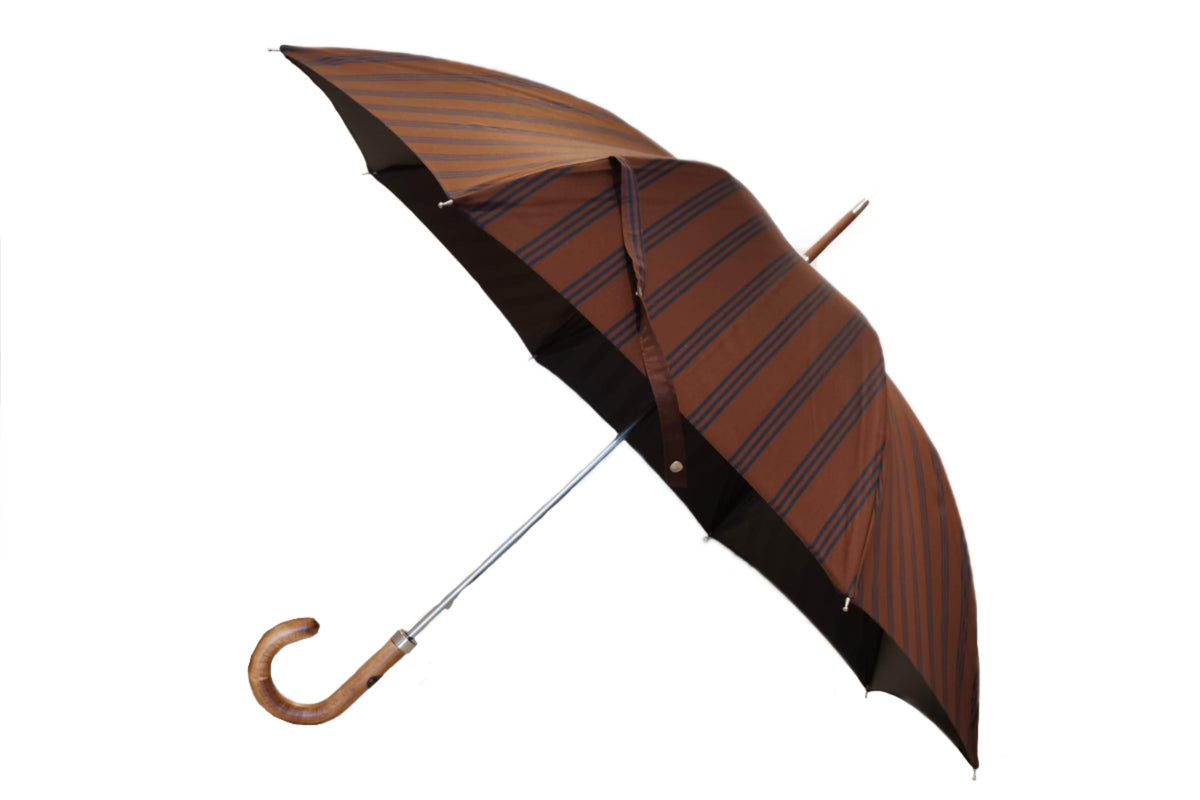 マリアフランチェスコ ◇ メンズ長傘 ◇ ブラウン×ネイビーストライプ