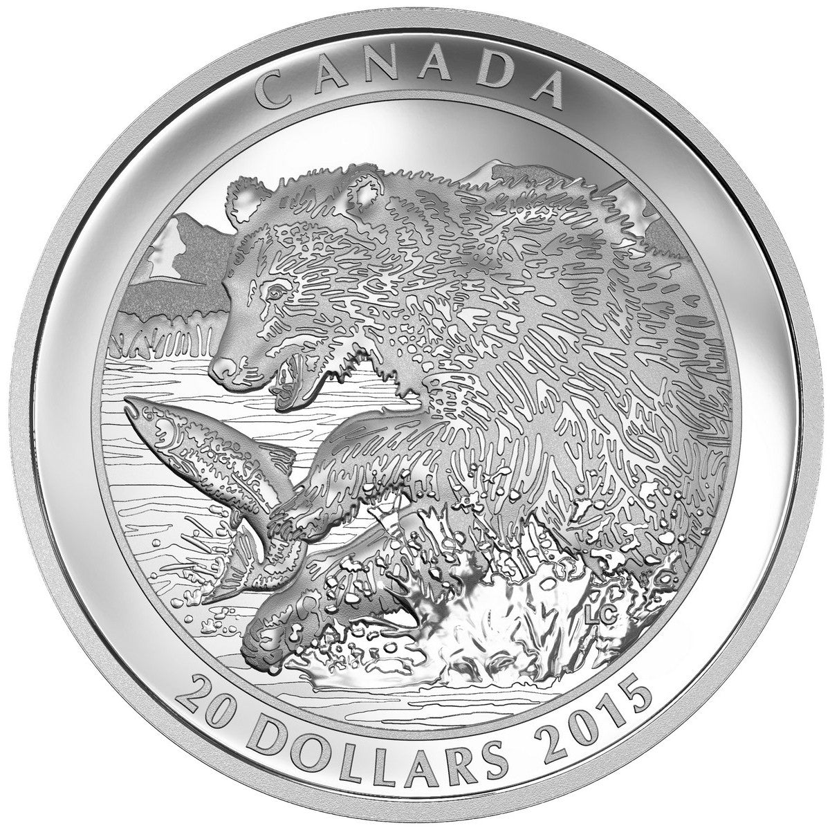 2015 Canada $20 Grizzly Bear - The Catch Fine Silver (TAX Exempt