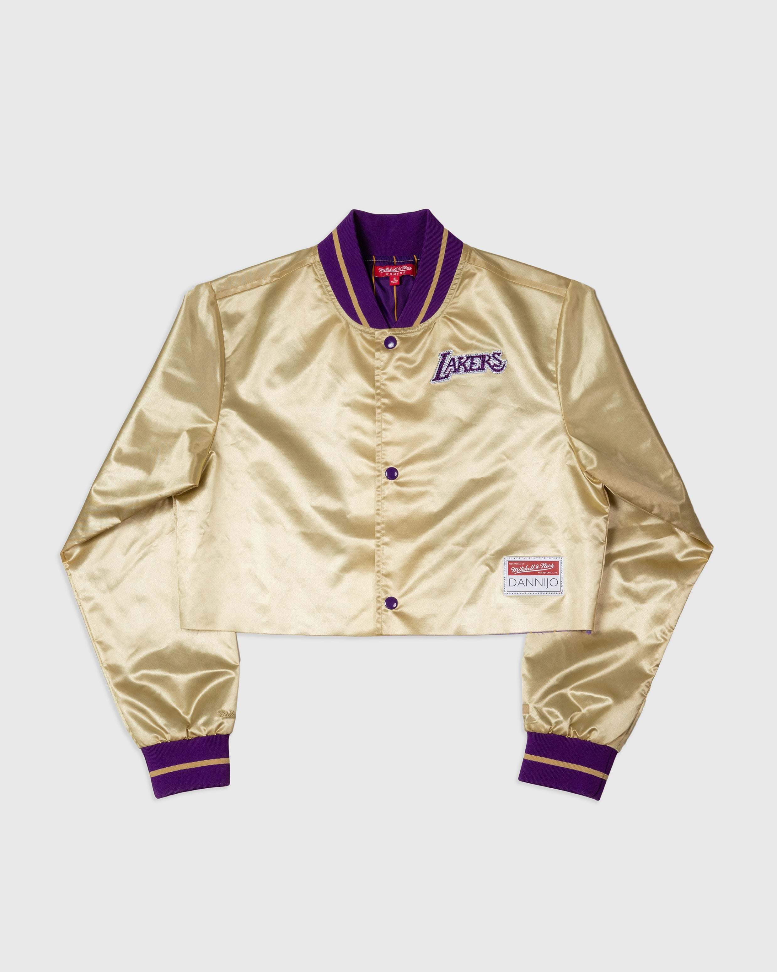Los Angeles Lakers Gold Boxy Crop Rhinestone Satin Jacket – DannijoPro