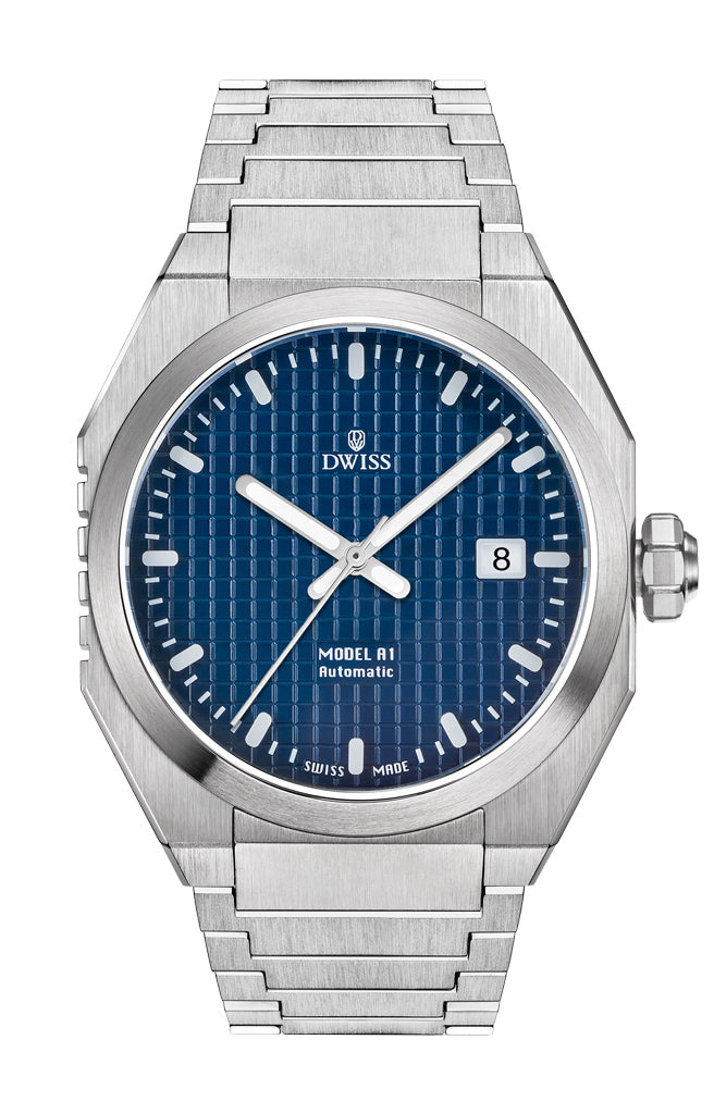 DWISS A1 Blue: Automatic Swiss Made watch with 68 hours power