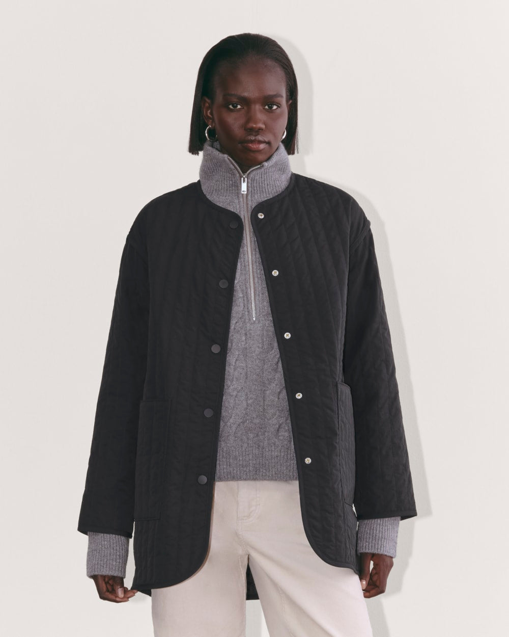 The Midi Quilted Liner | Black – Everlane