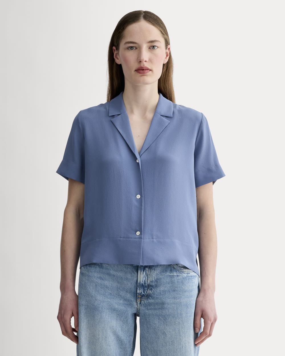 The Notch Shirt in Washable Silk | French Blue – Everlane