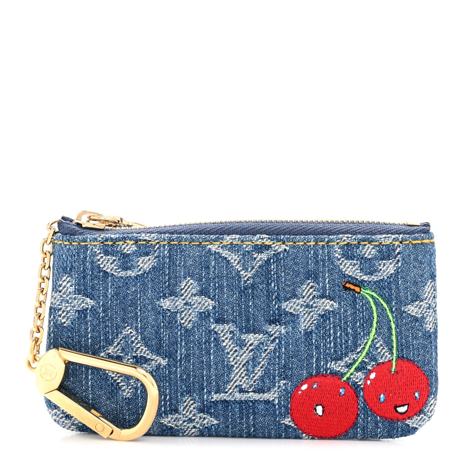 Louis Vuitton LV X TM Monogram Denim Cerises Key Pouch Blue