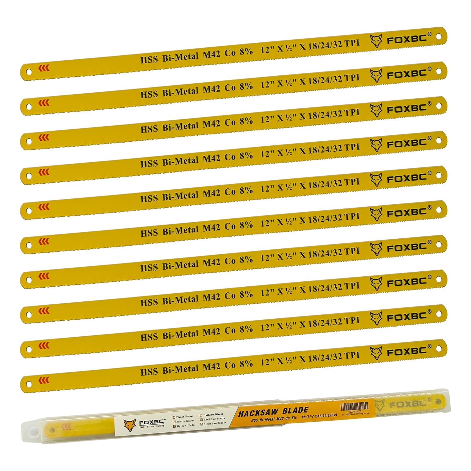 FOXBC 12 inch Hacksaw Blade 18/24/32 TPI Variable Teeth, Bi-Metal M42