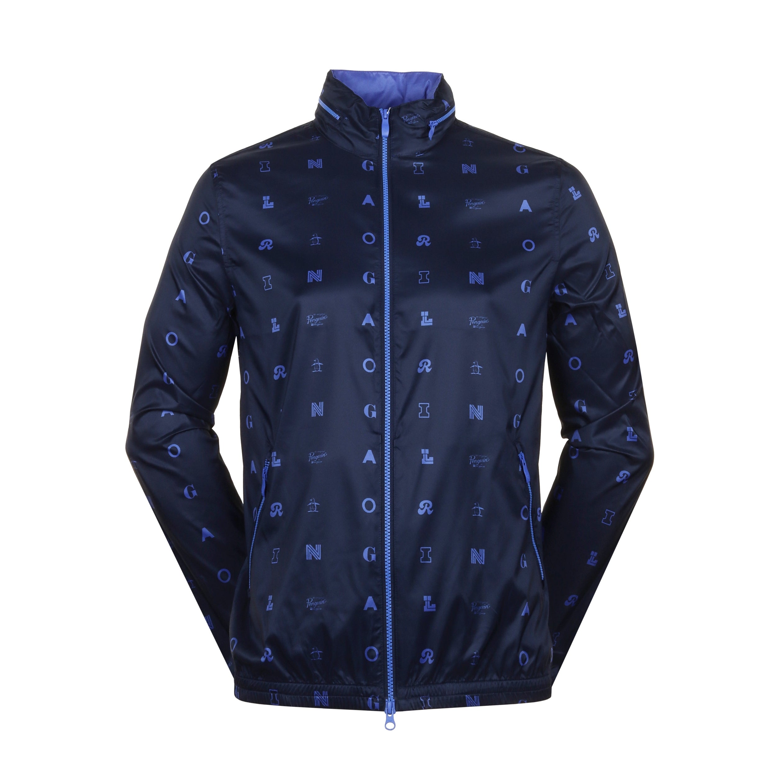 Original Penguin Golf Full Zip Hooded Wind Jacket - Black Iris 417