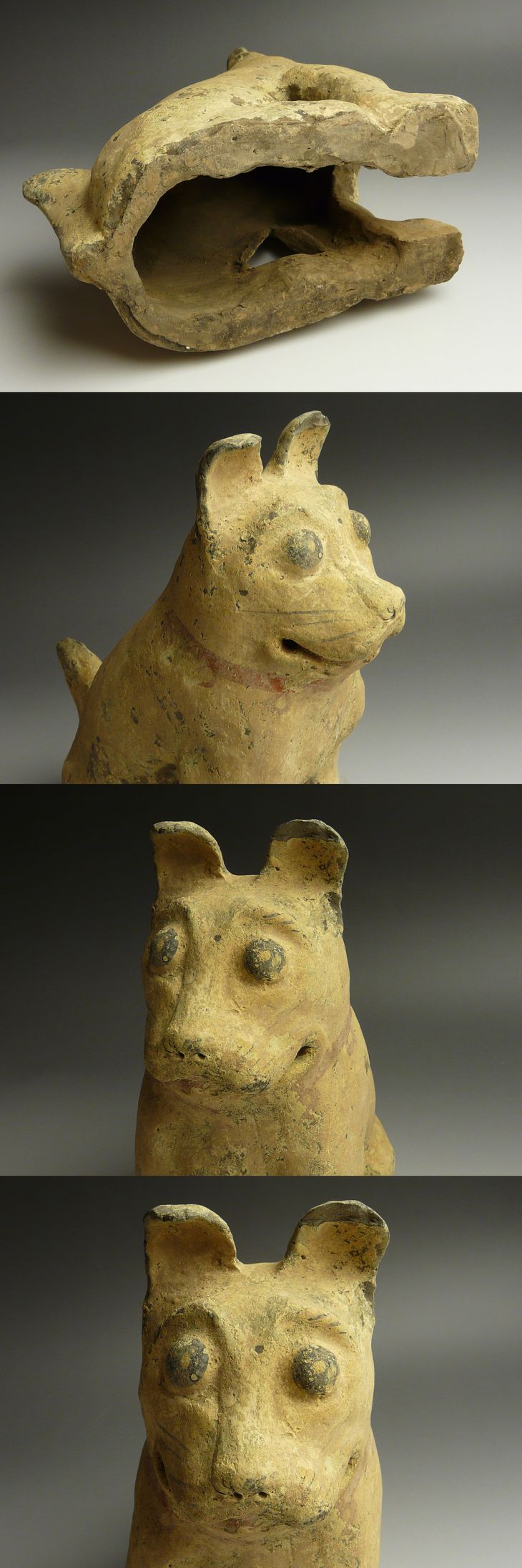 中国 前漢 加彩 犬の俑 中国 前漢 加彩 犬の俑 中国 前漢 加彩 犬の俑