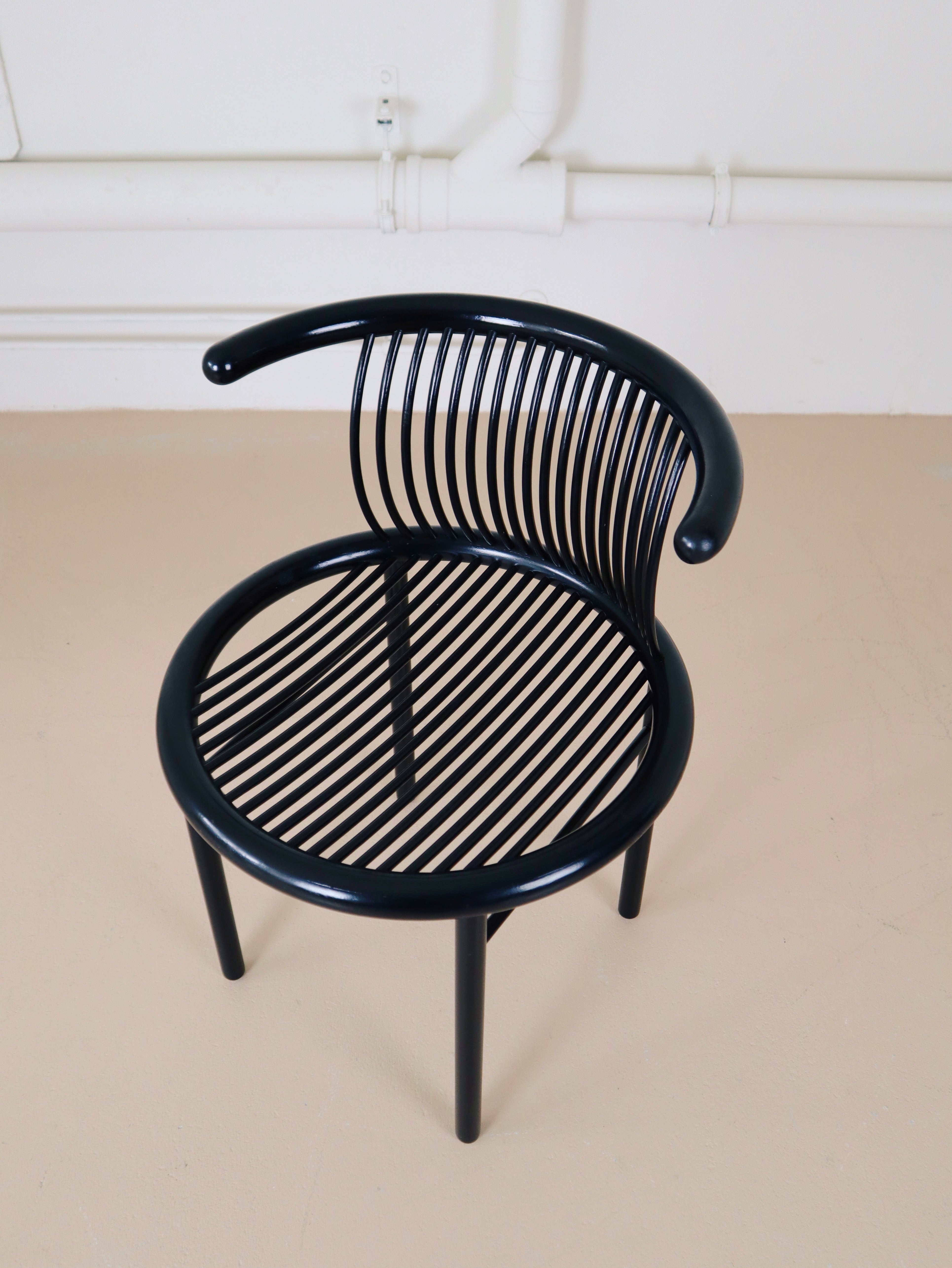 VINTAGE BLACK 'CIRCO' CHAIR BY JUTTA & HERBERT OHL FOR LÜBKE 1980S