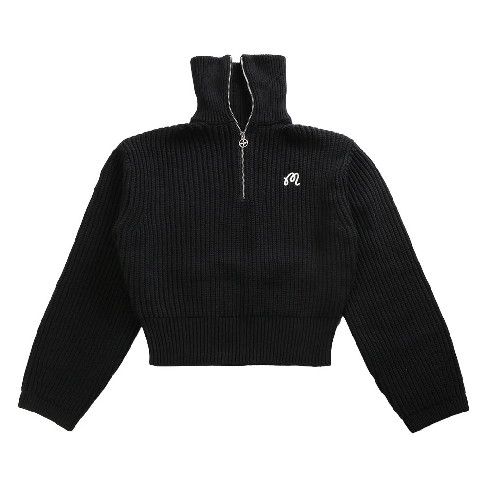 Malbon Anais Quarter Zip Knit Golf Sweater Black - SS25 Women – Golfio