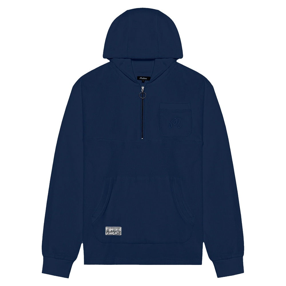 Malbon Castello French Terry Quarter Zip Golf Hoodie Ocean - SS25