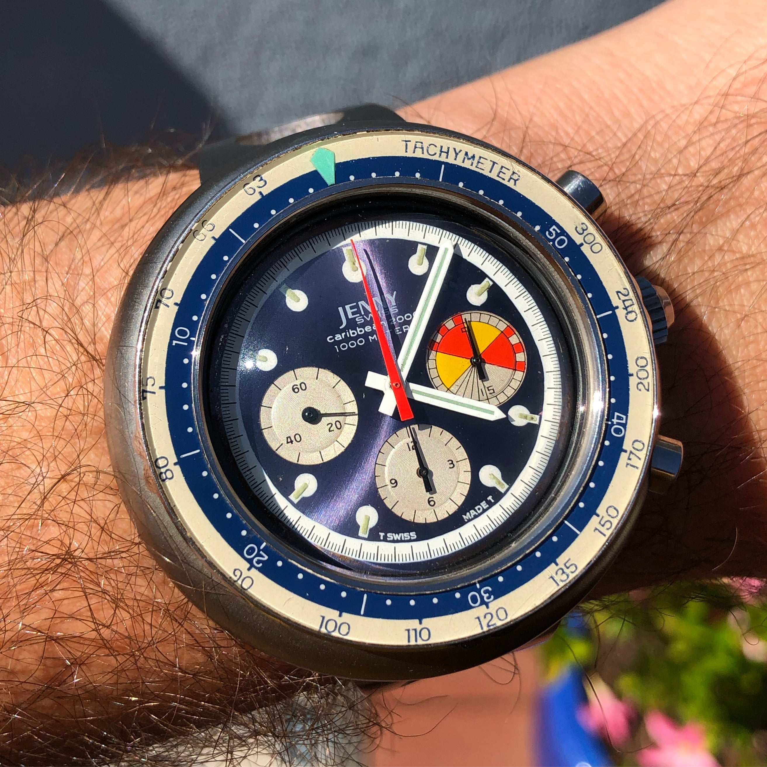 Jenny Swiss Caribbean 2000 Vintage Diver Chronograph Valjoux 72
