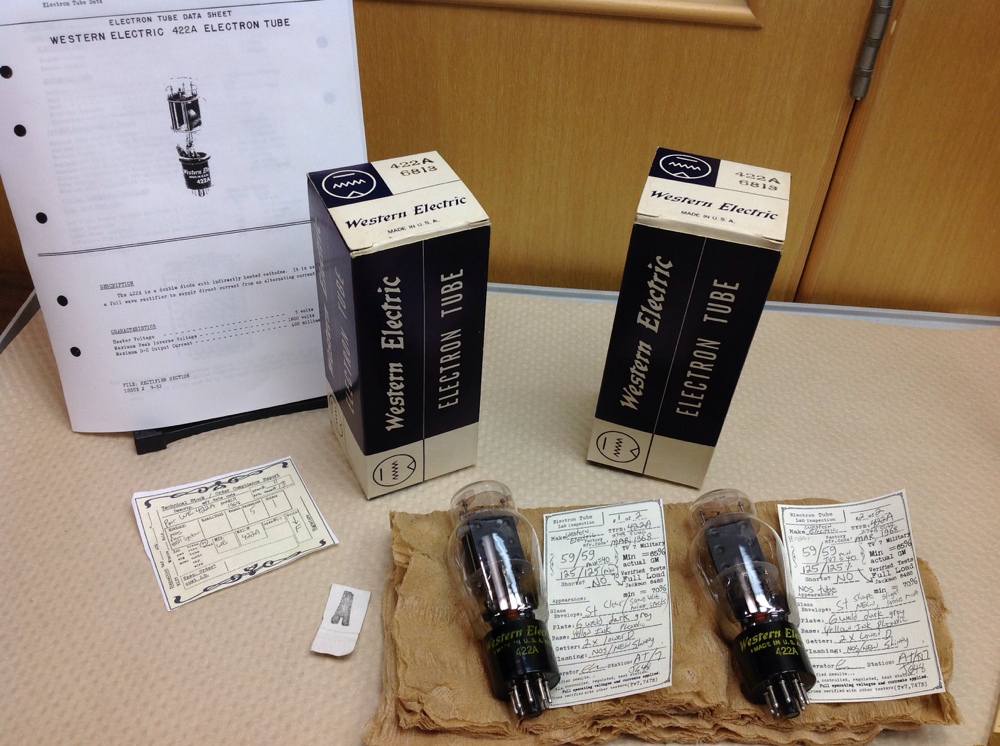 Western Electric 422A recifiers matched pair from 1968