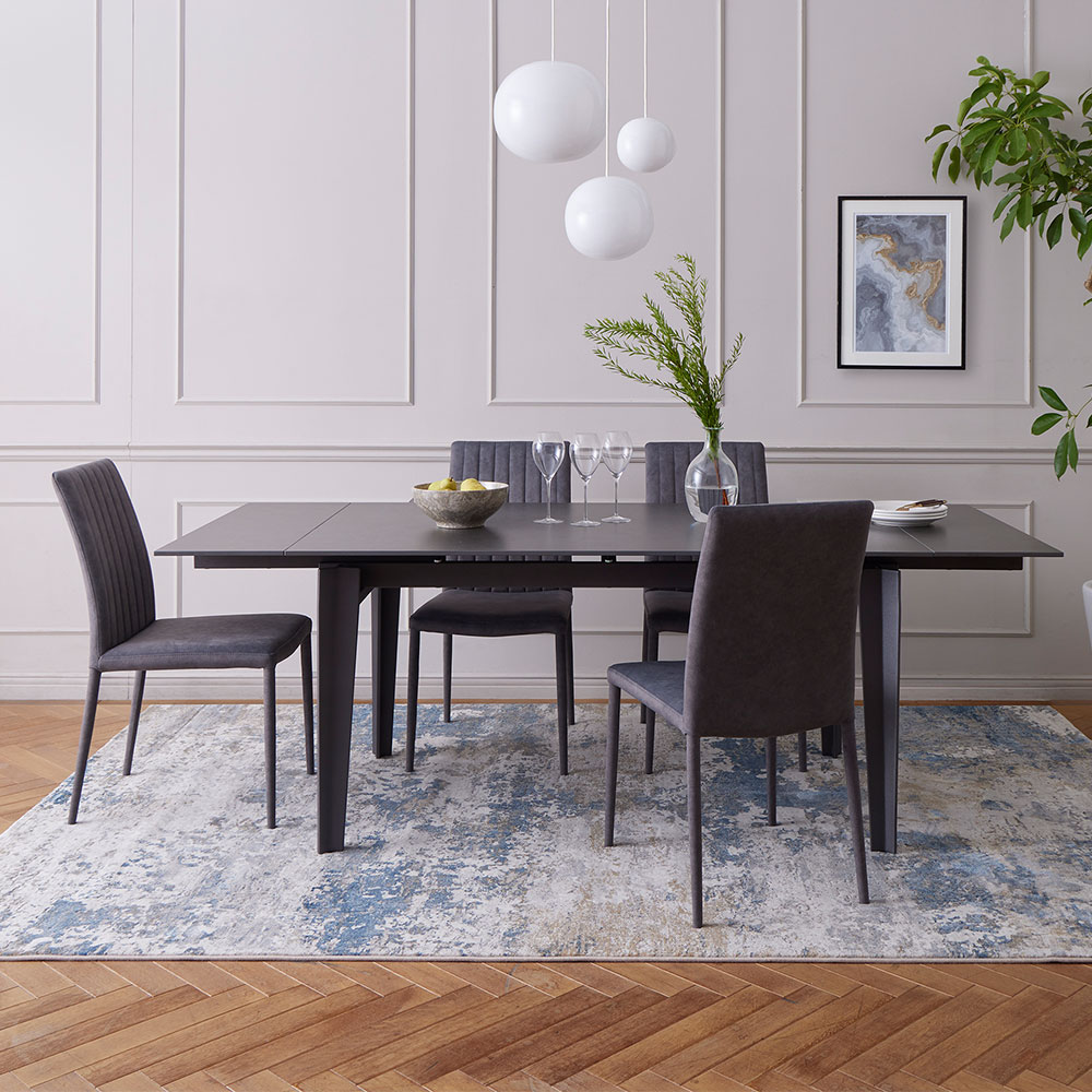 ダイニングセット「レフ」グレー色 伸長式セラミックテーブル天板RGY色