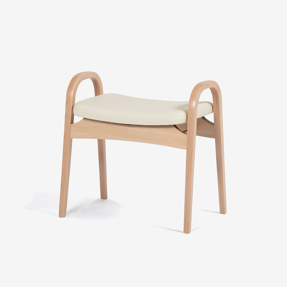 秋田木工 スツール「No.202-H」ブナ材ナチュラル色 PVCベージュ