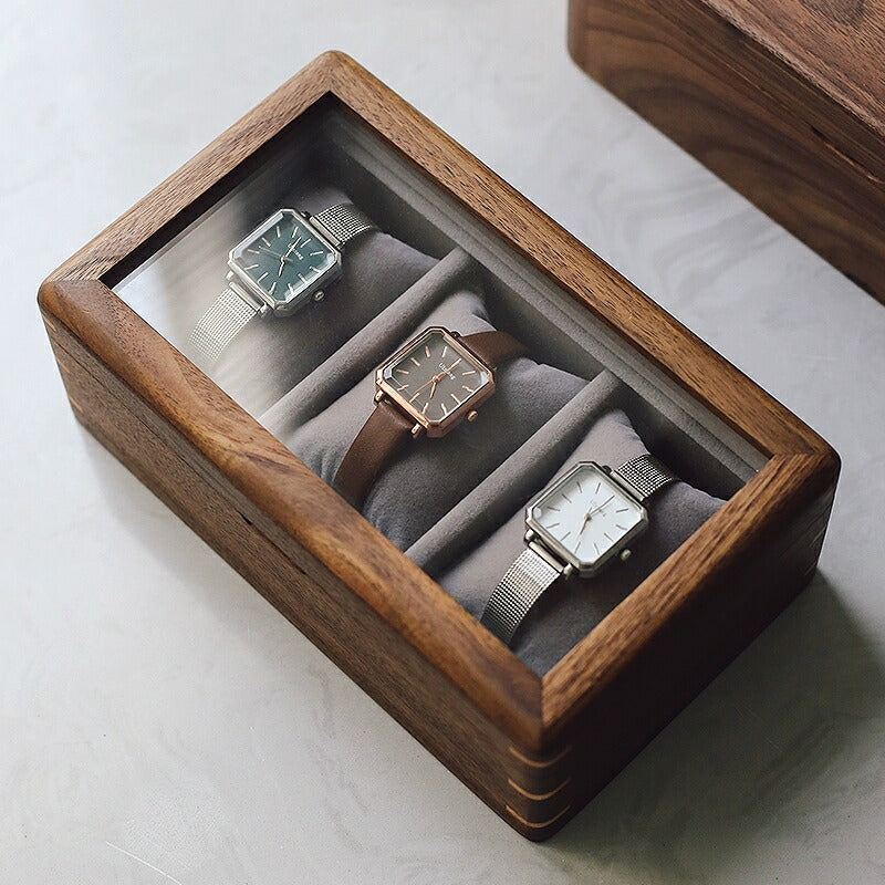 高級窓付 時計ケース ウォッチケース 3本用 木製 腕時計収納ケース