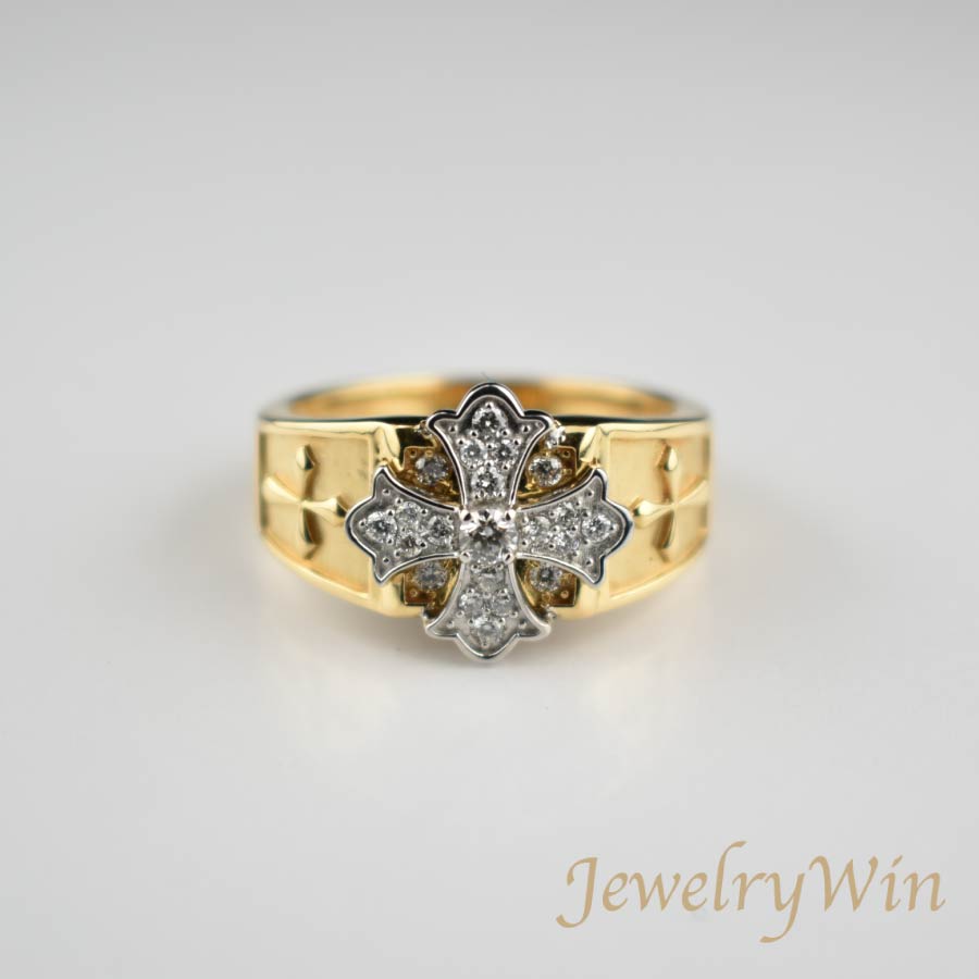 リング コンビ K18 Pt900 ダイヤモンド付 (Type-WC)