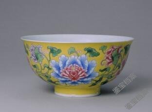 清康熙黄地珐琅彩缠枝牡丹纹碗档案-珐琅彩-鉴宝档案