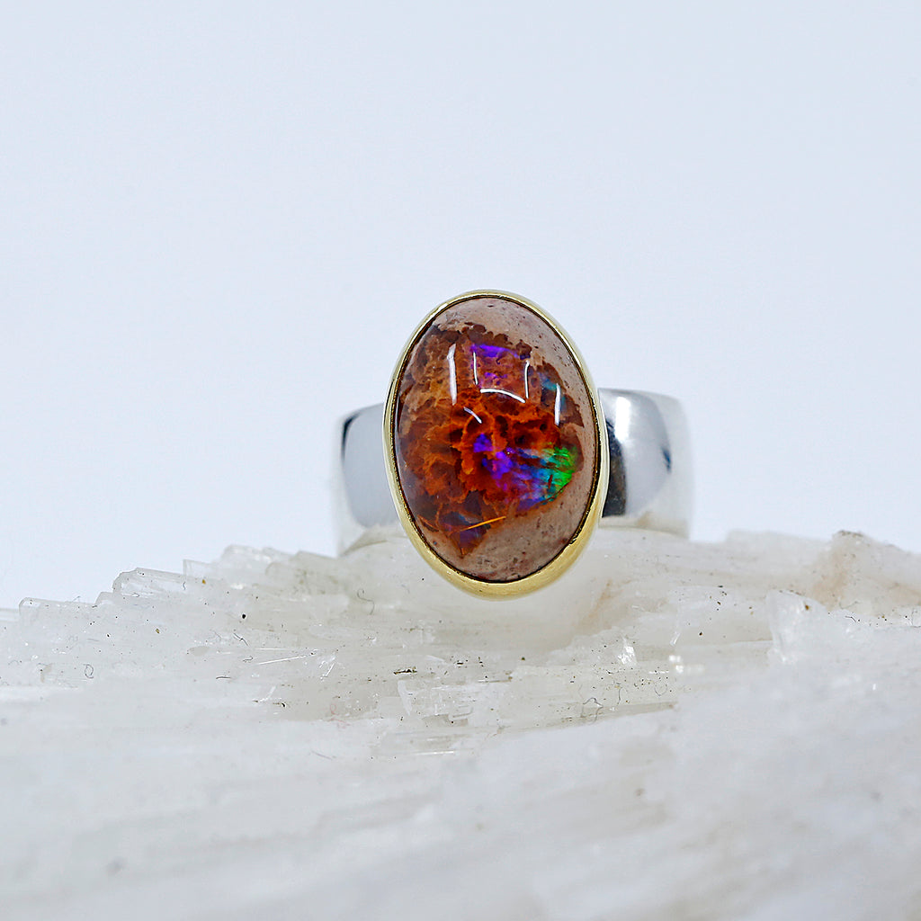 Mexican Opal Ring 22k Sterling Silver – The Kalled Gallery