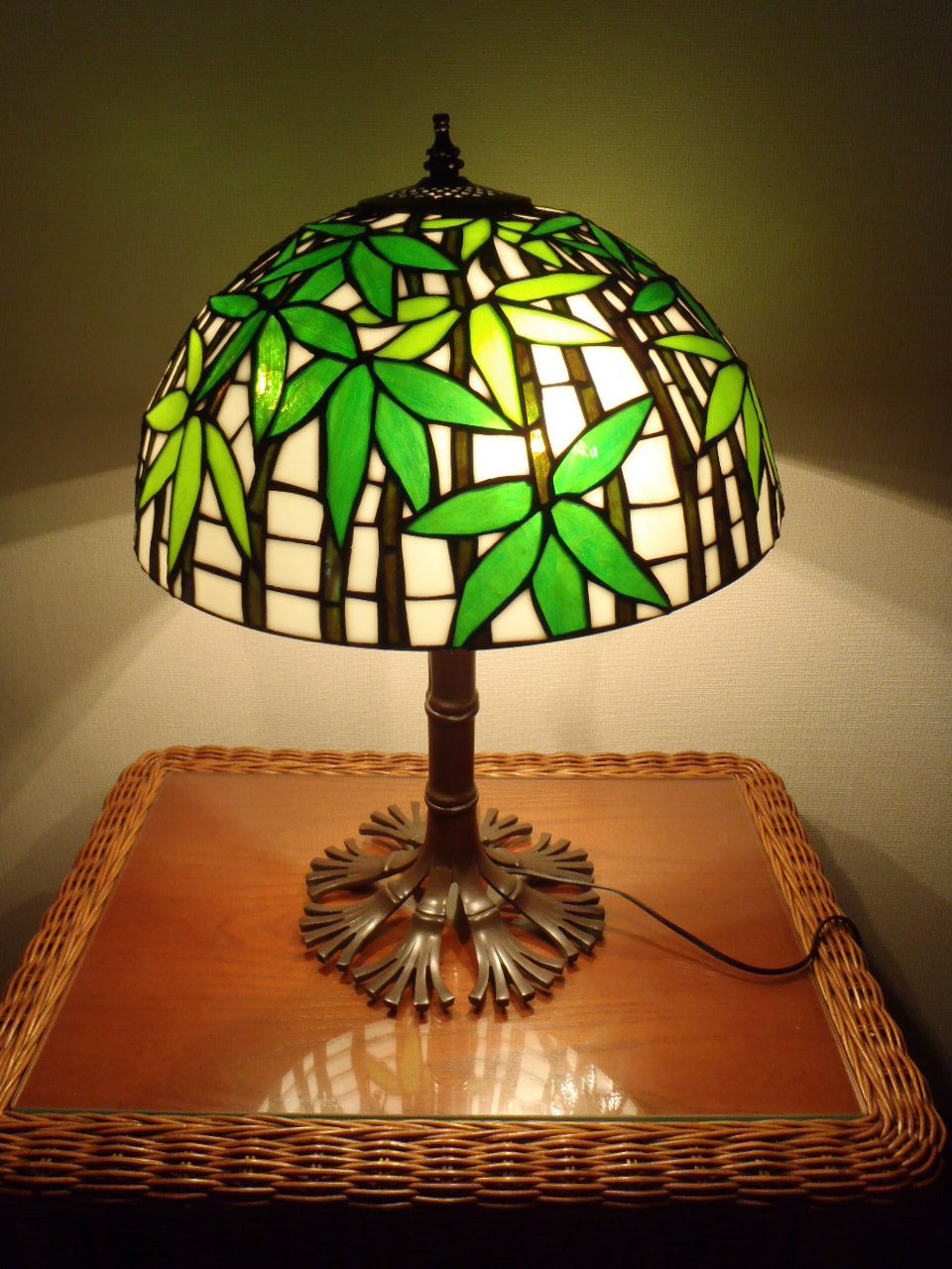 ステンドグラス（大）スタンド 竹模様 ステンドグラス インテリア