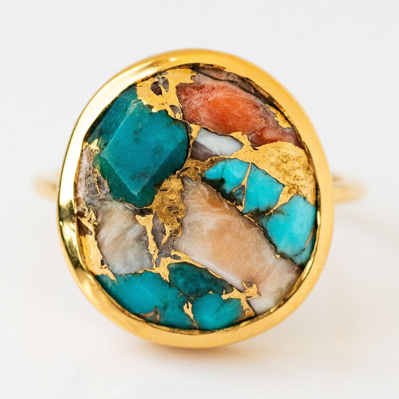 Oyster Turquoise Gold Statement Ring | Local Eclectic – local eclectic