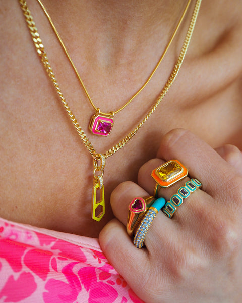 Heart Signet Ring- Hot Pink- Gold | Luv Aj