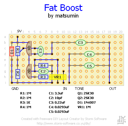 40V版 Fulltone Fat Boost テスト版 ギター・エフェクターの自作改造