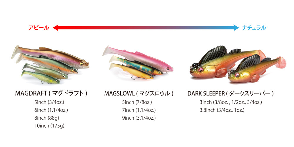ダークスリーパーにNEWサイズが登場 MEGABASS SWIM BAIT FAMILY