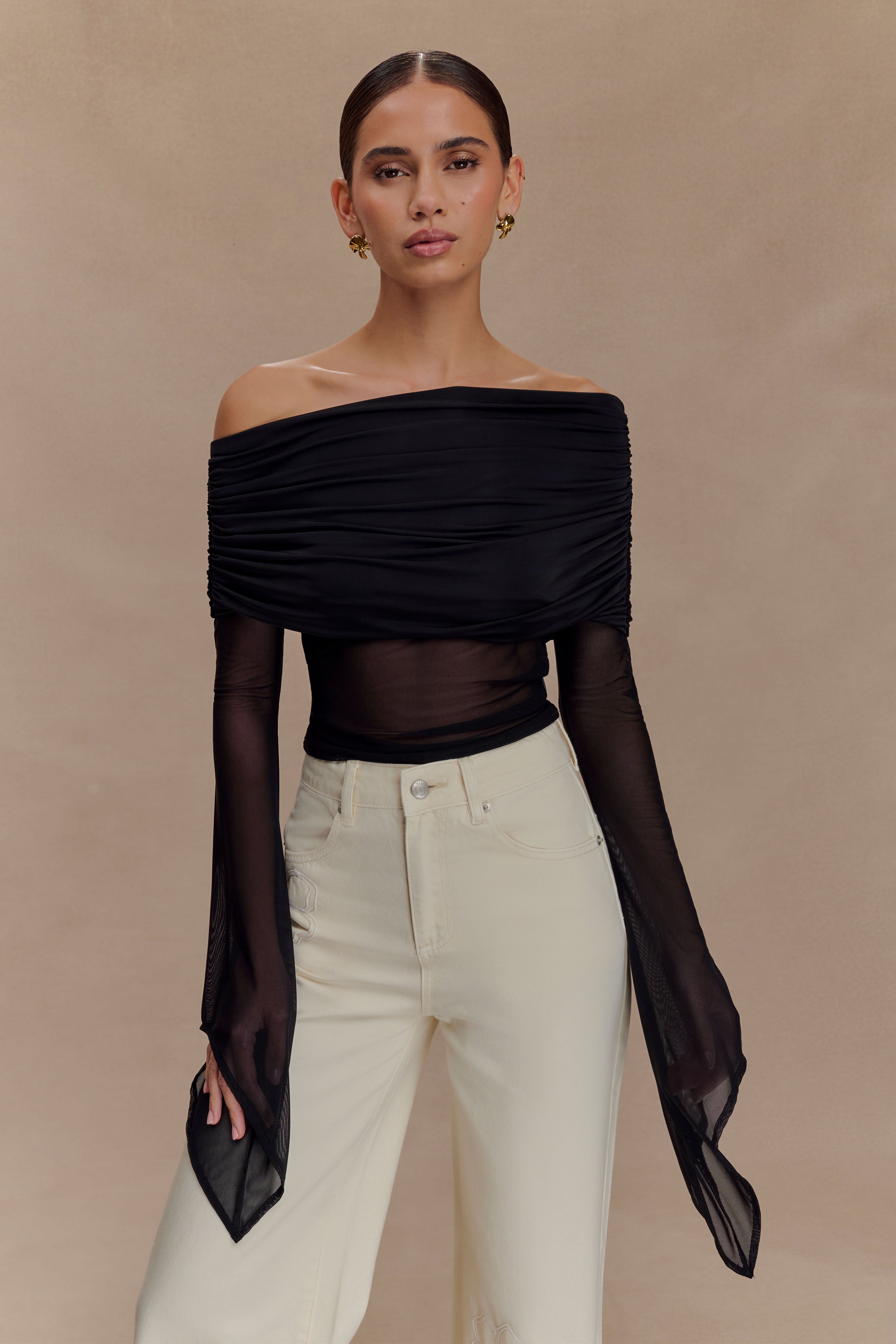 Dahlia One Shoulder Top - Black | MESHKI US