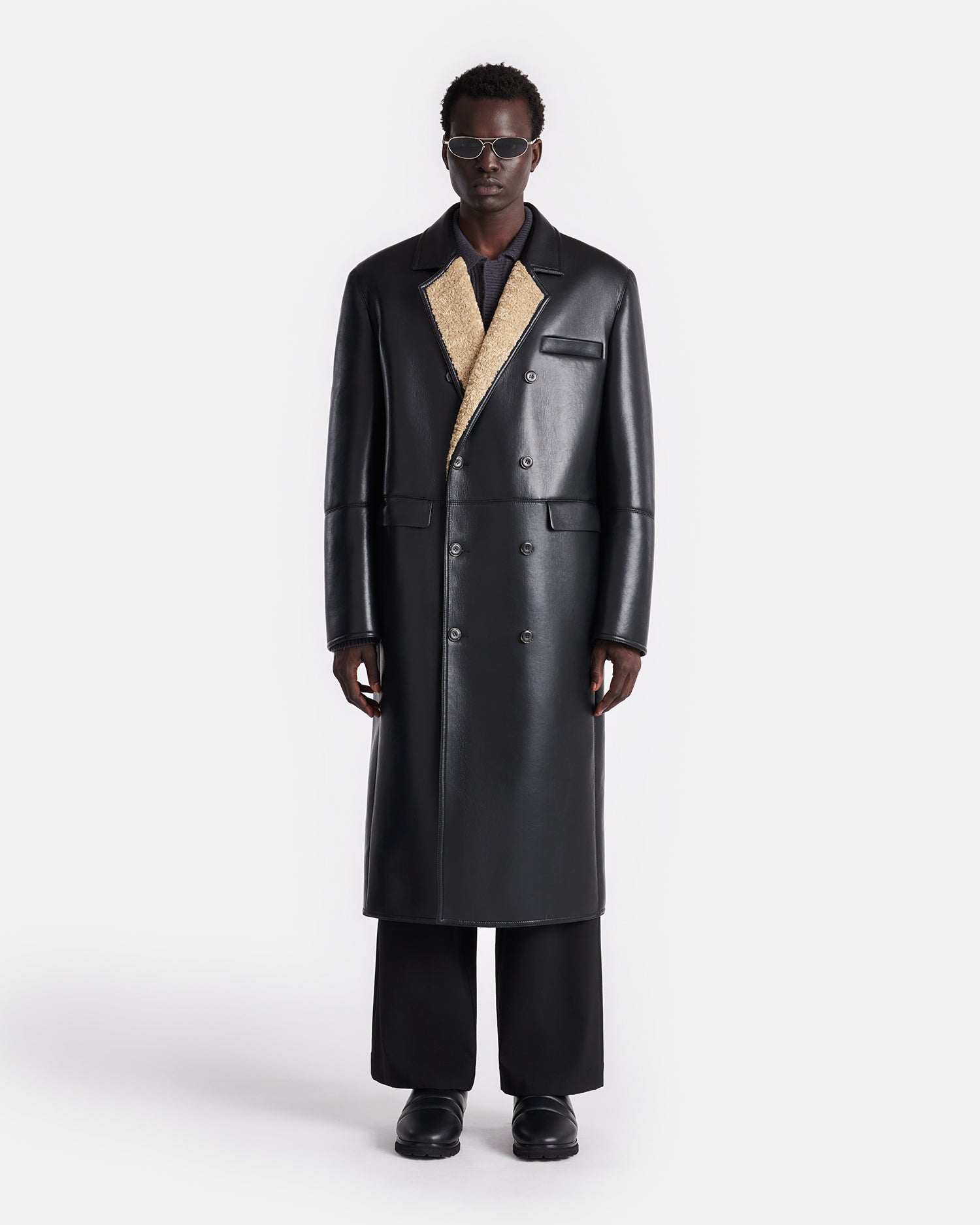 Sverre - Bonded Shearling Coat - Cornstalk/Black – Nanushka