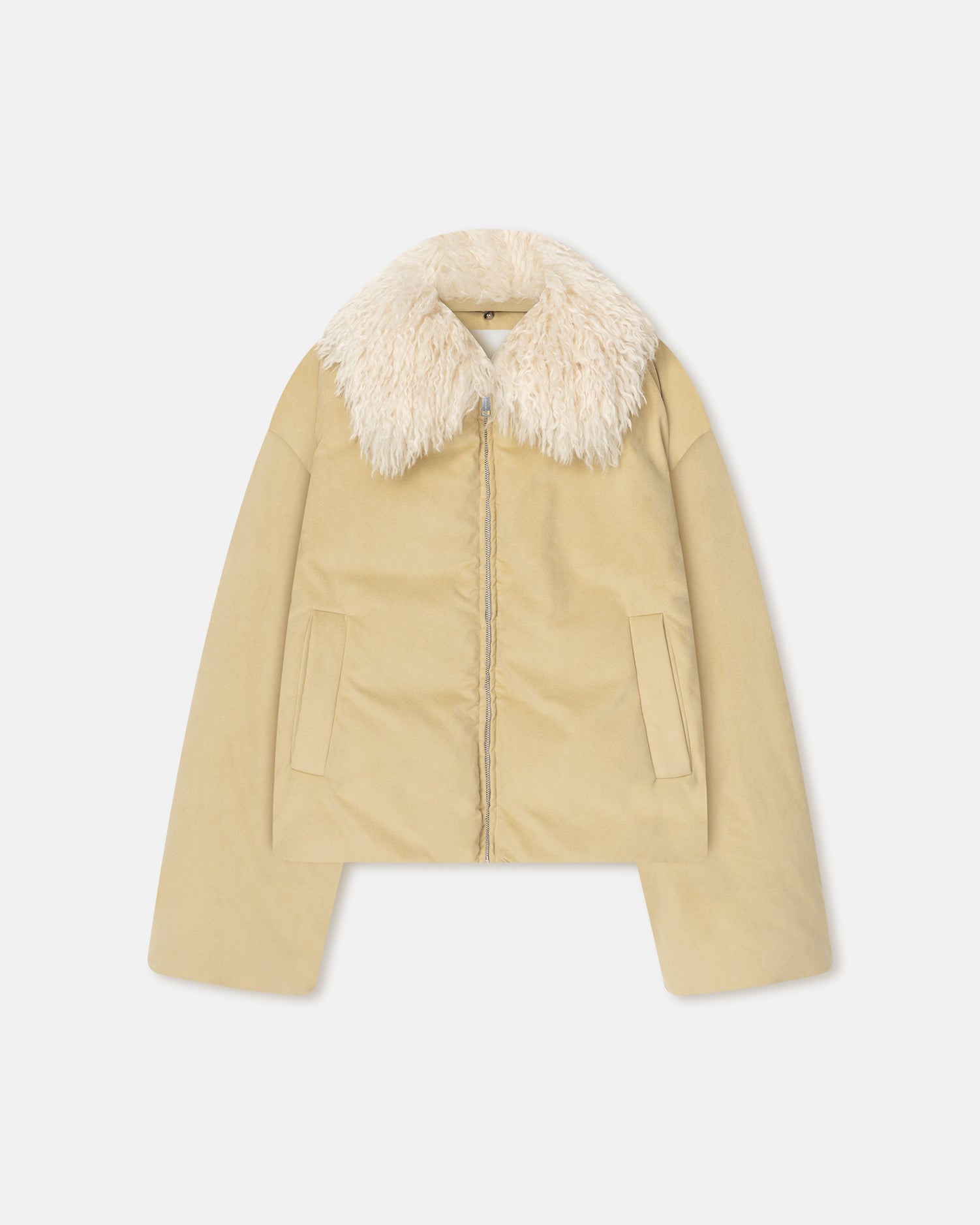 Zacharie - Alt-Suede and Faux-Fur Jacket - Beige/Creme – Nanushka