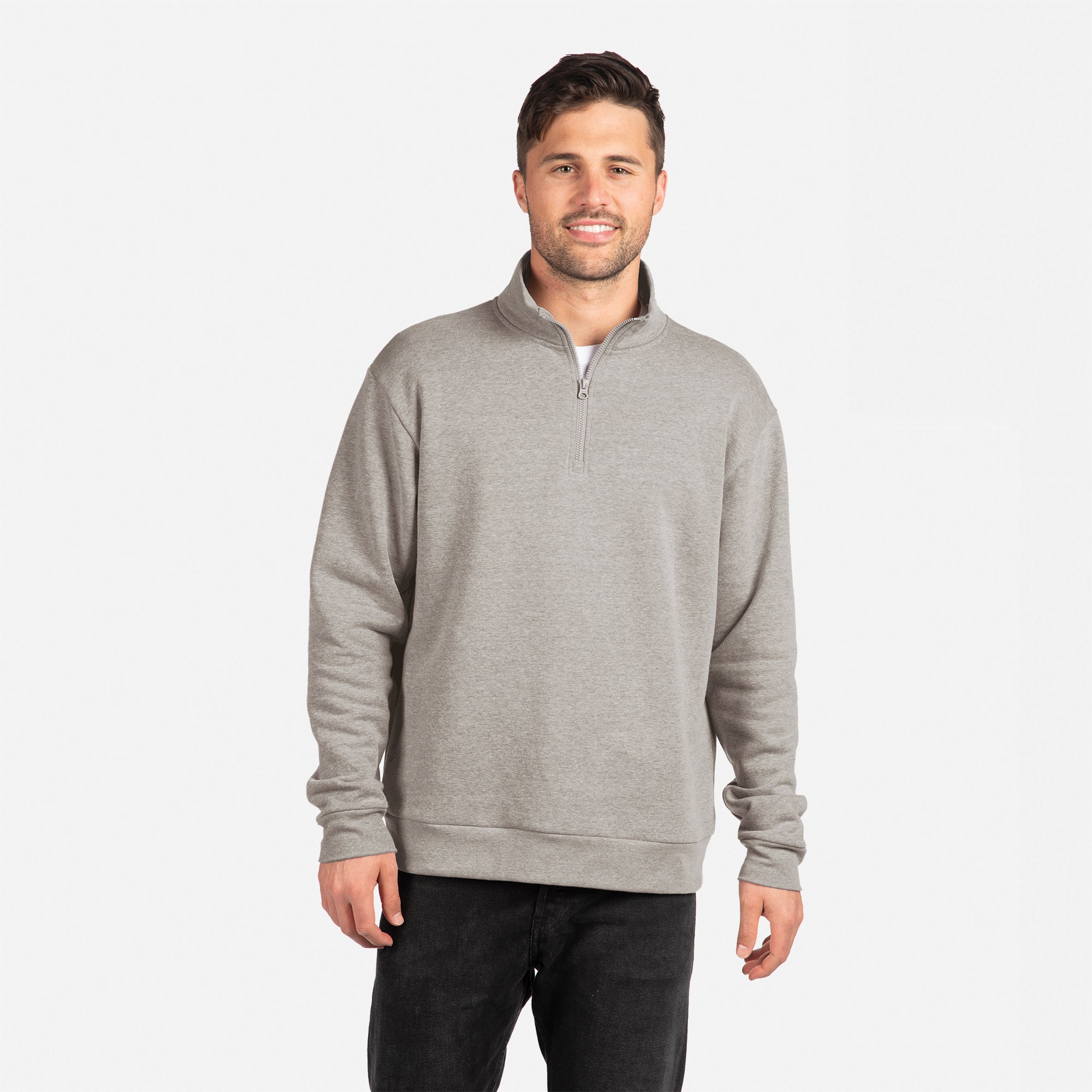 9643 Fleece Quarter Zip - Heather Gray | Next Level Apparel