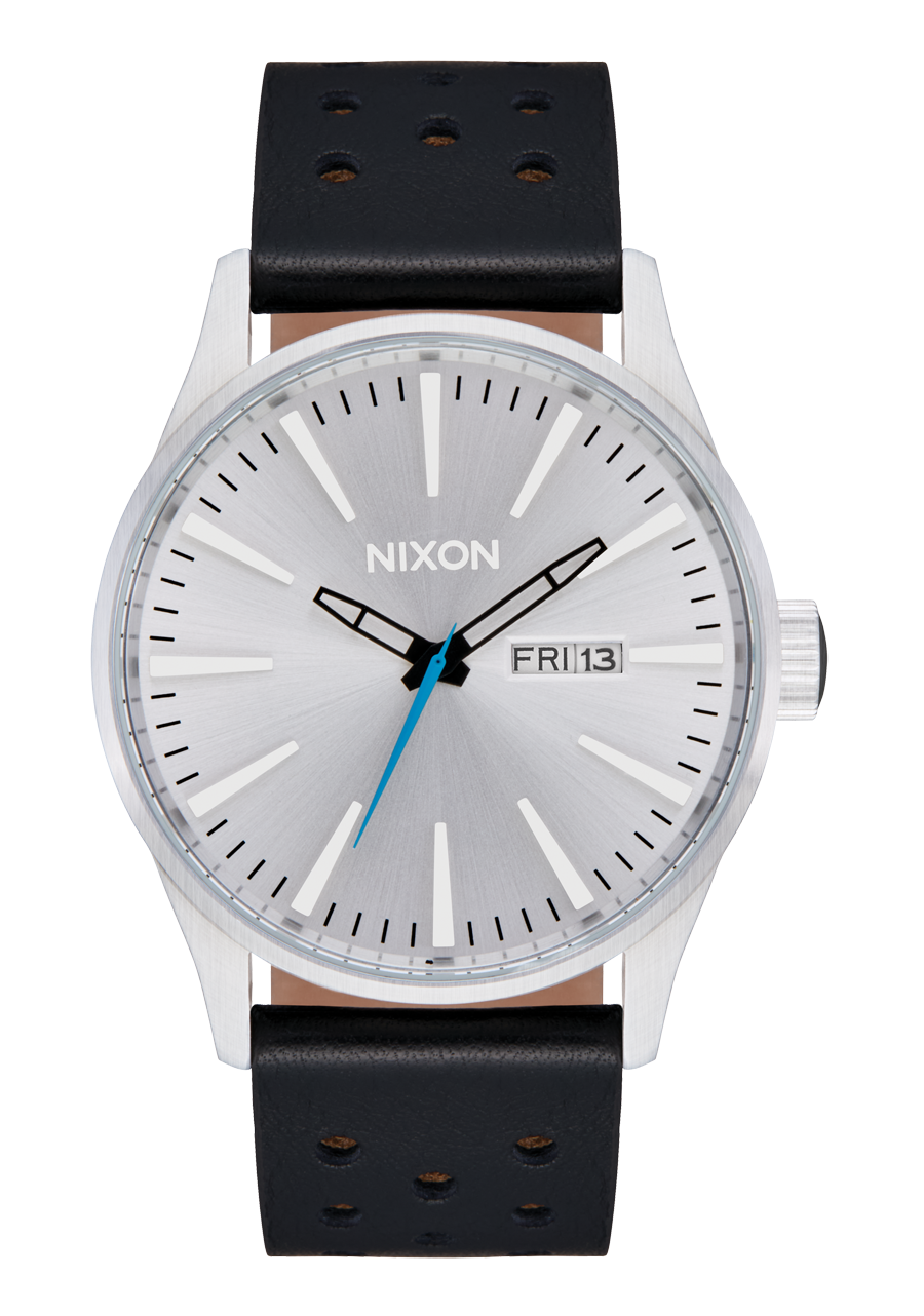 Sentry Leather Watch | Chrome / Silver Sunray / Black | Leather