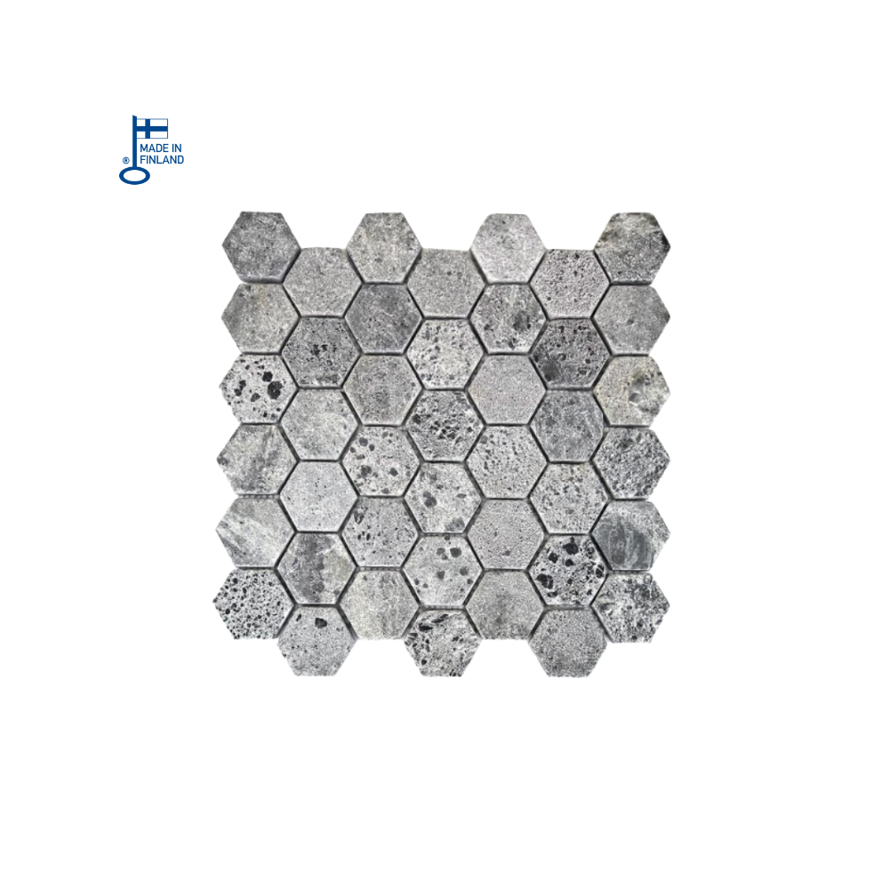 TK-243 HEXAGON soapstone mosaic | Tulikivi – Nordic sauna