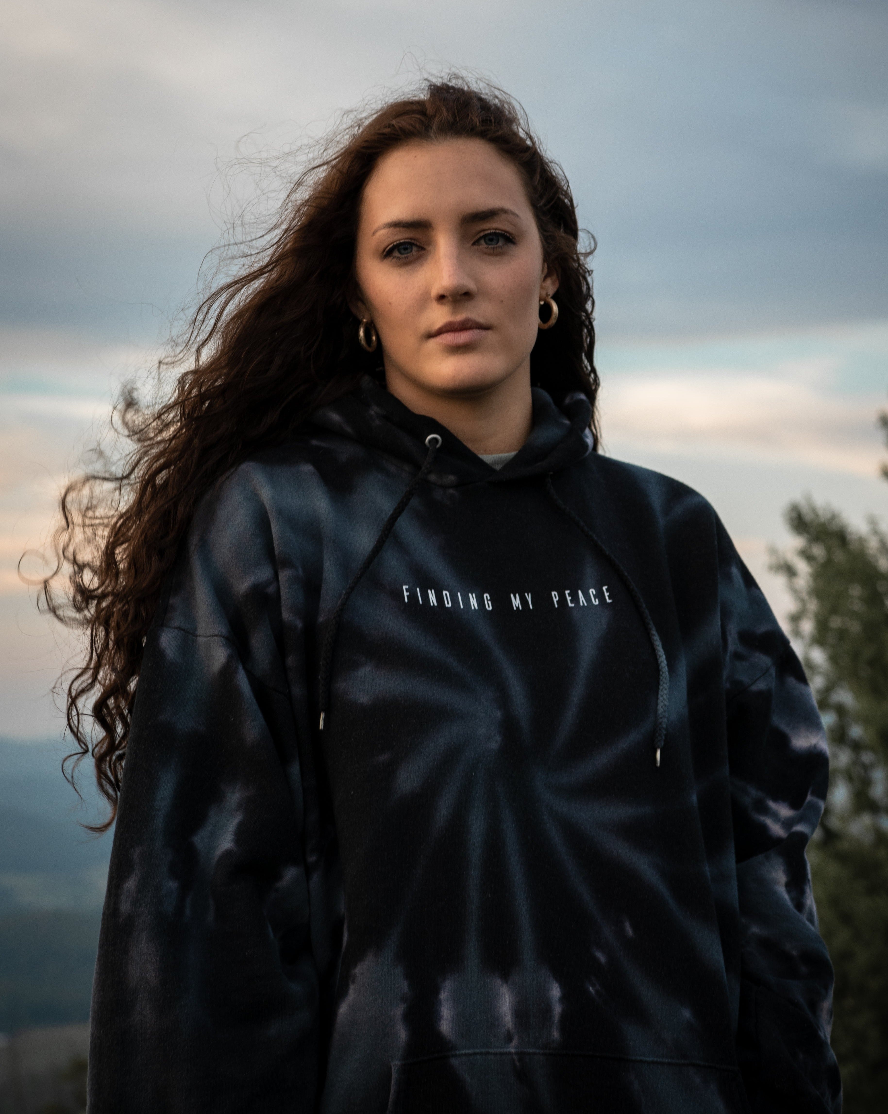 Finding My Peace Hoodie - Black Tie Dye – Open Planes