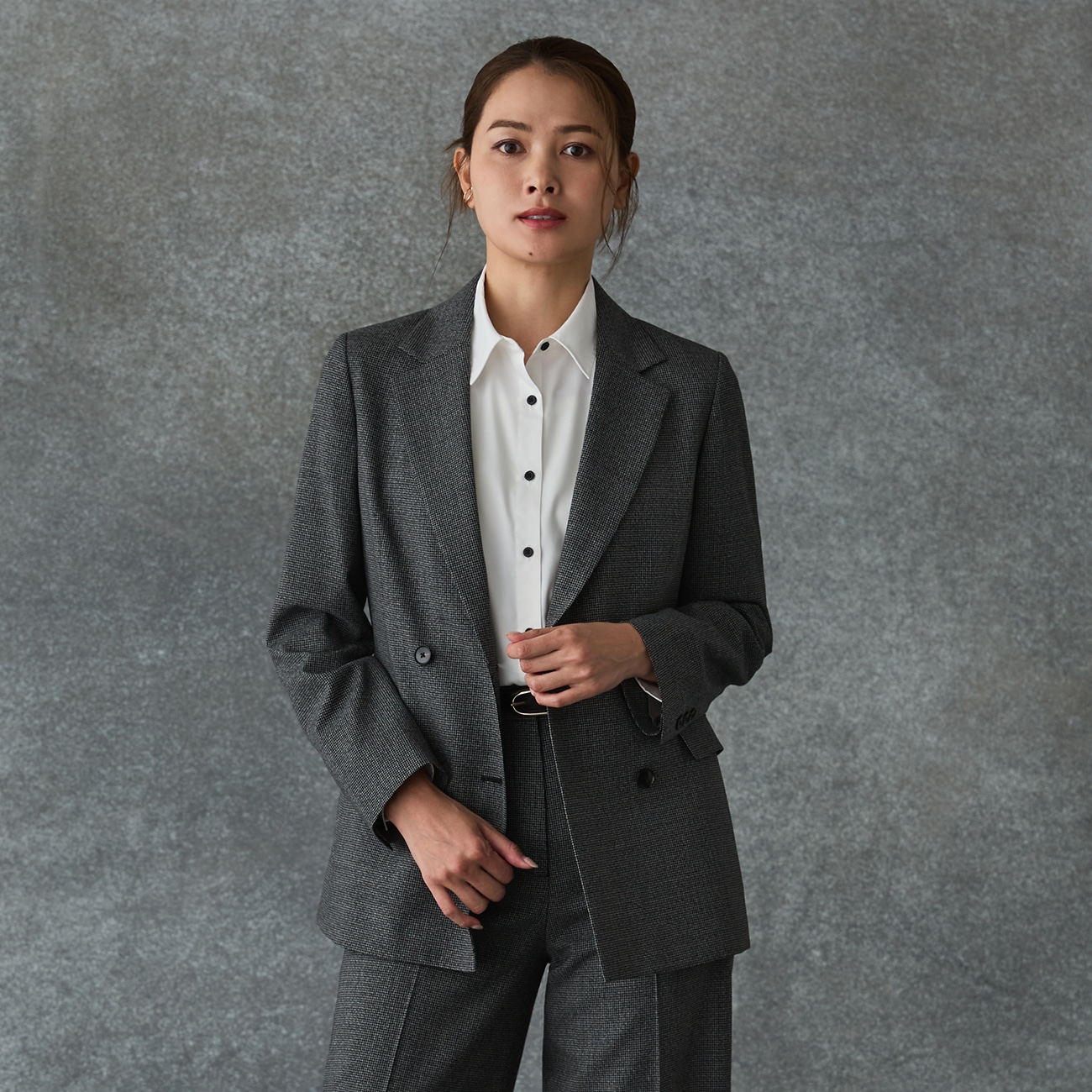 アウトレット]ORIHICA LUXE セットアップダブルジャケット チェック