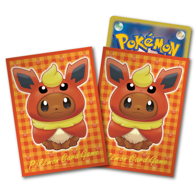 進化形のポケモンたちのポンチョを着たイーブイのデッキシールドが