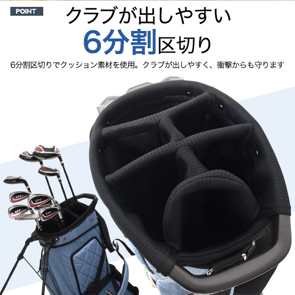 NIKI GOLF スタンド式キャディバッグ　【6分割口】 LAKISIX ゴルフ ハーフ キャディバッグ 7型 3分割 ポップ カラフル 総