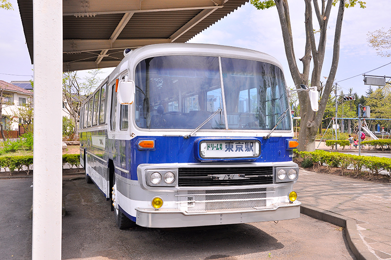 つくば市さくら交通公園に保存されている東名ハイウェイバス・第1号車