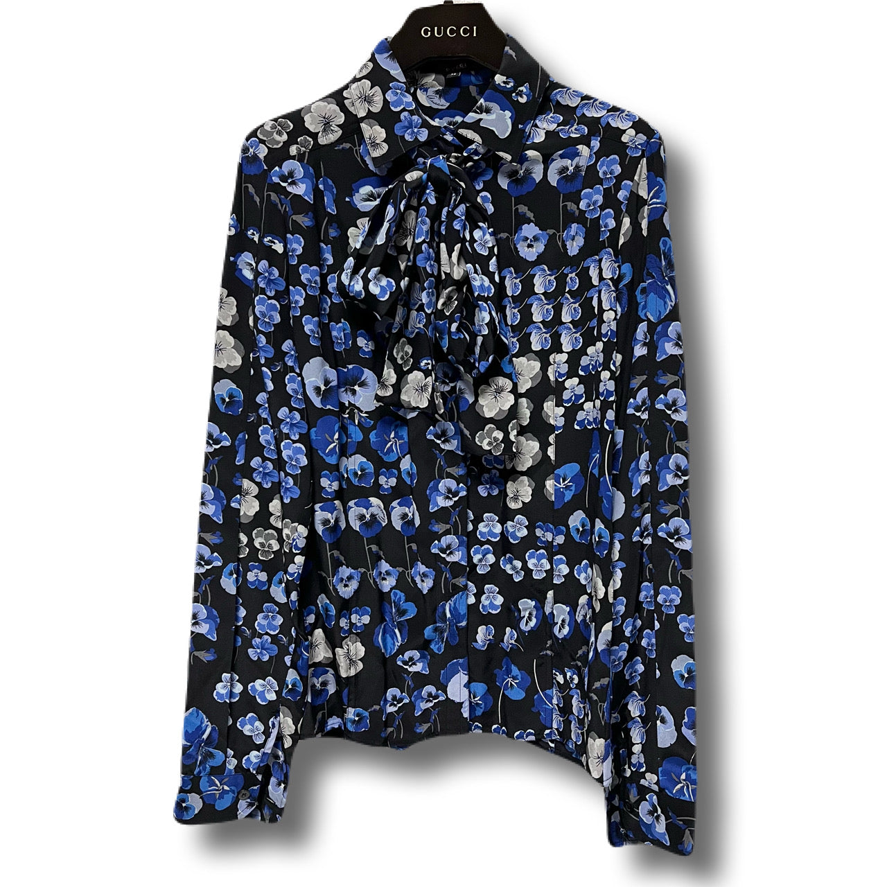 GUCCI グッチ シルクシャツ ブラウス スカーフ 花柄 – REKNOW