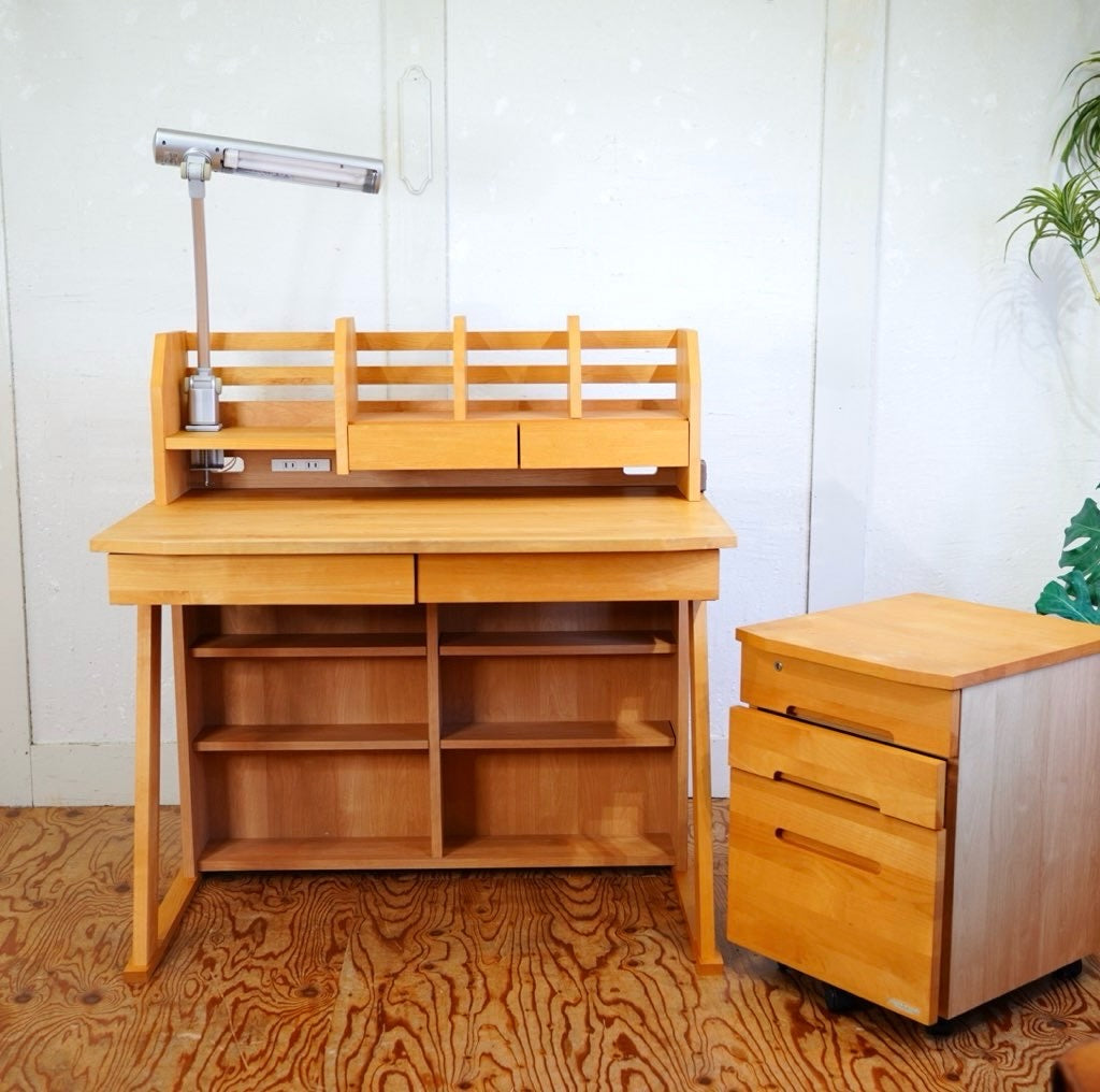 堀田木工 hotta woody ウィンディ WINDY デスク ワゴン 上棚 3点セット