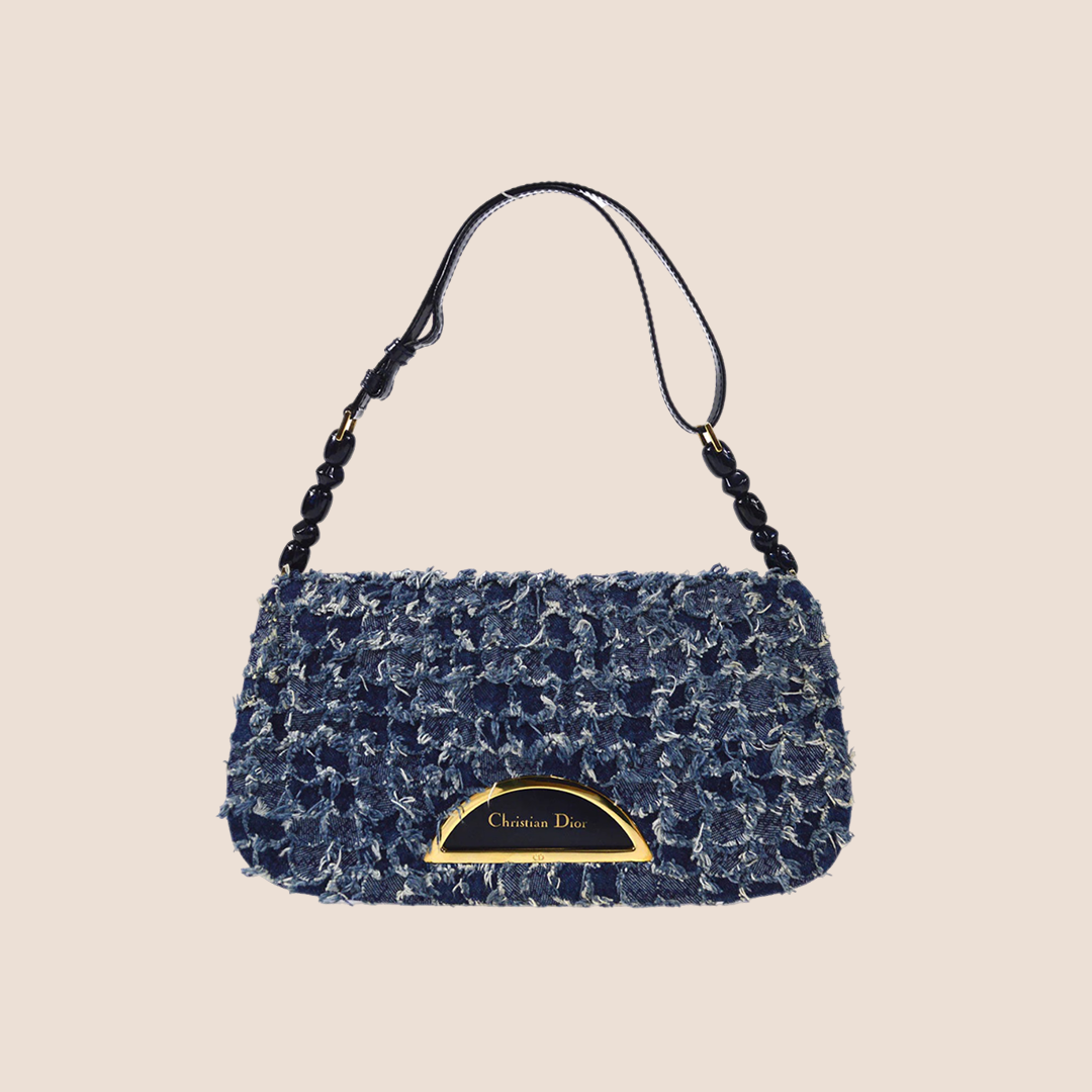 CHRISTIAN DIOR BLUE TEXTURED DENIM MALICE BAG – RDB