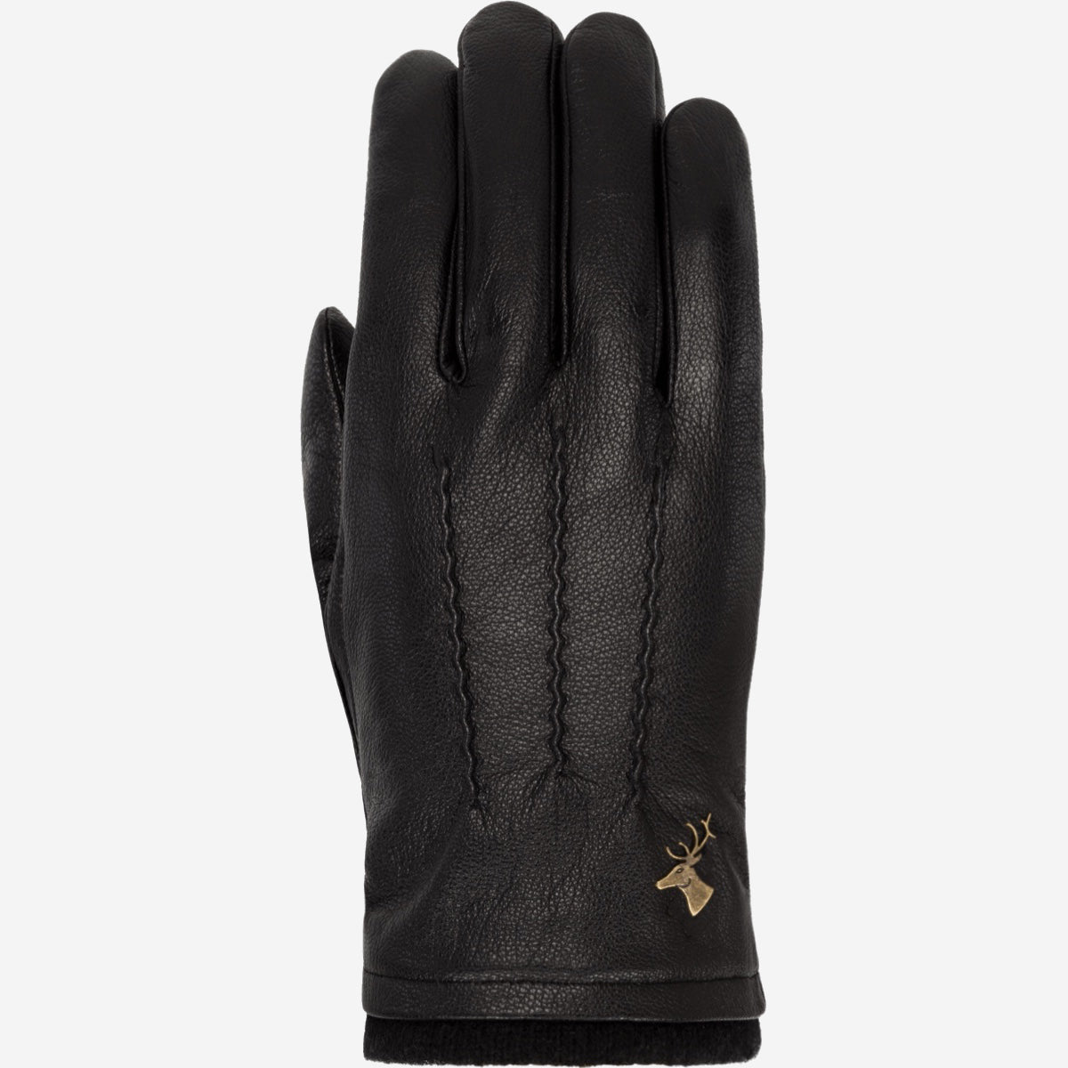Men's Leather Gloves - Black - Wool Lining - Touchscreen