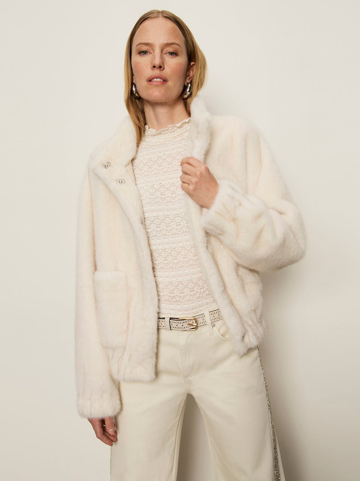 Coco Fur Jacket Almond Cream - Sanctuary Clothing