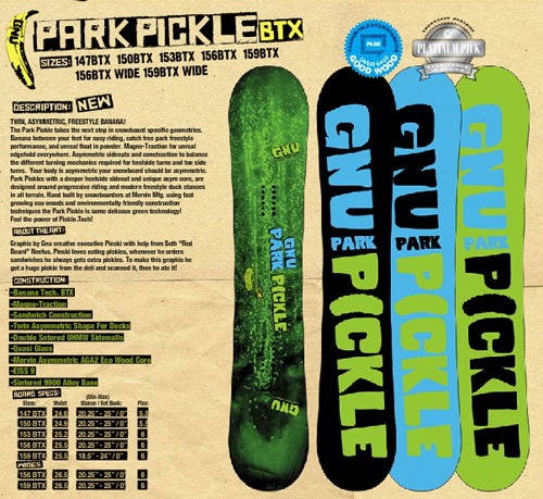 Snowboard Review: 09-10 GNU Park Pickle – Shayboarder.com