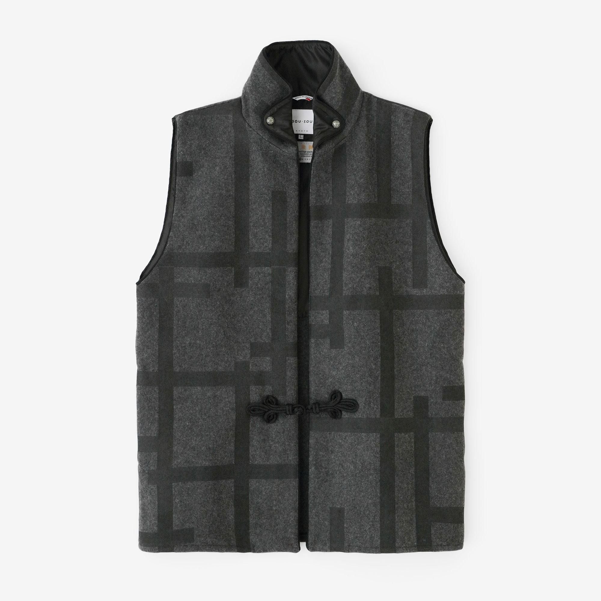 ウールメルトン 陣羽織（じんばおり）／桟（さん） 濃灰（こいはい）