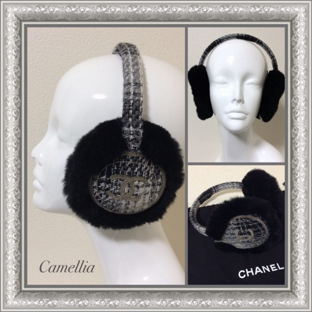 美品 レア シャネル イヤーマフ ラパン・ラビット ファー ツィ―ド 耳