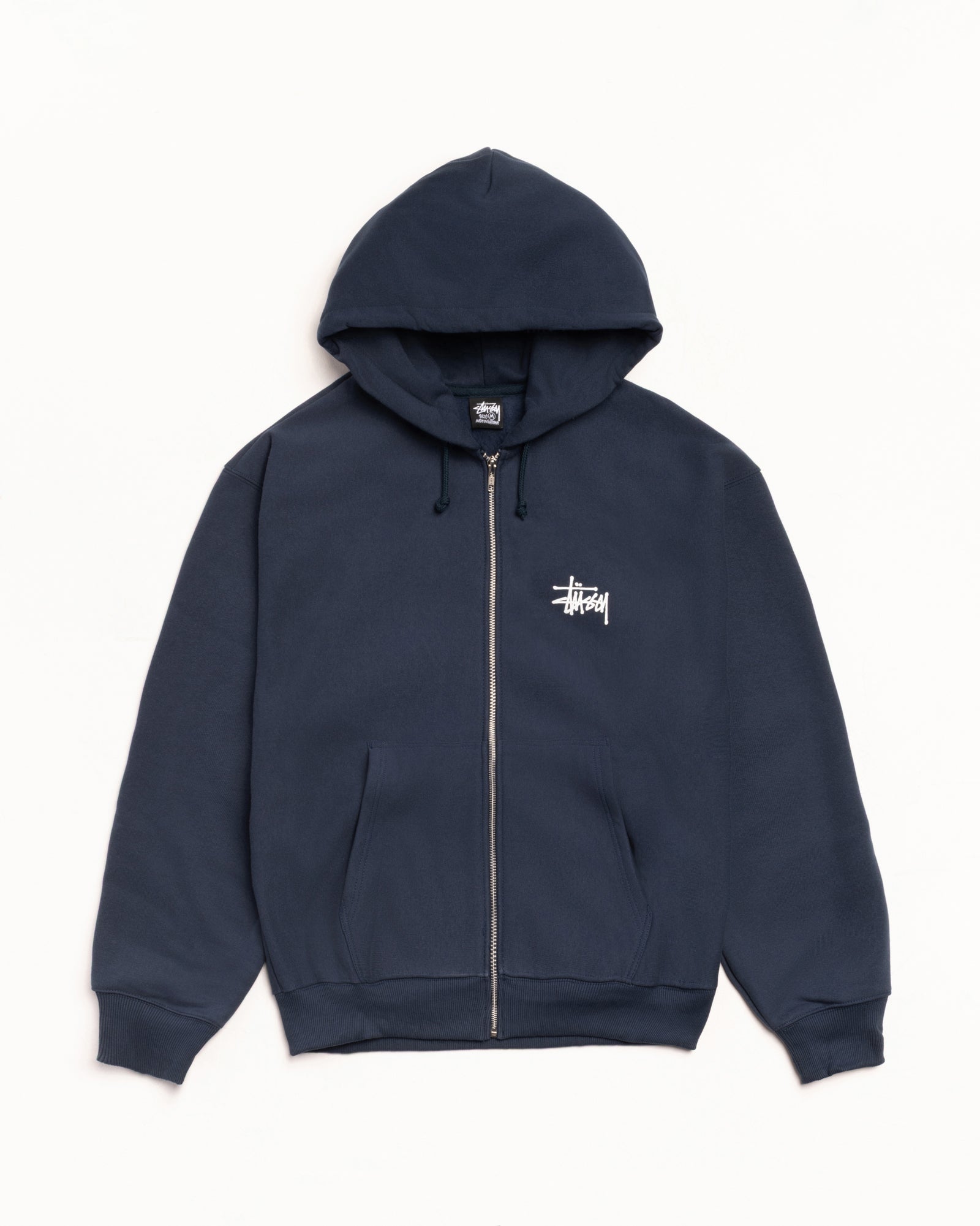 Basic Stüssy Zip Hoodie – Navy | Sweats | Stüssy