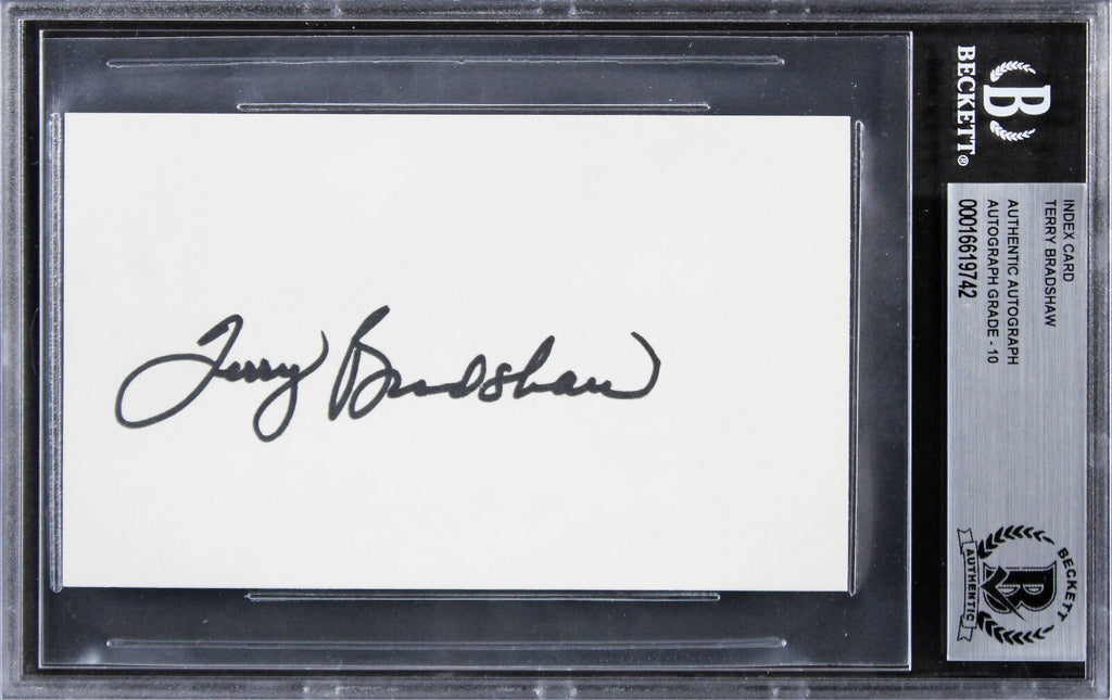 Steelers Terry Bradshaw Authentic Signed 3x5 Index Card Auto 10