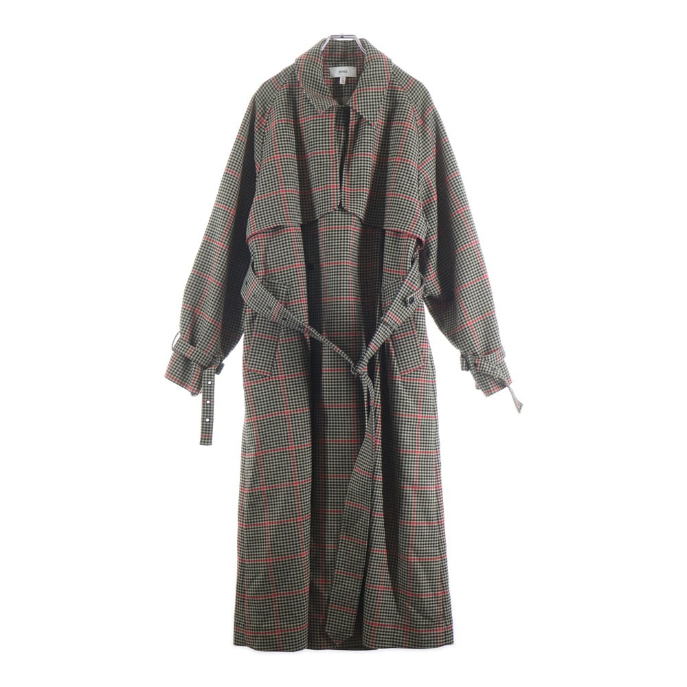 HYKE(ハイク) 21AW PLAID DOUBLE FACE TRENCH COAT ガンクラブチェック